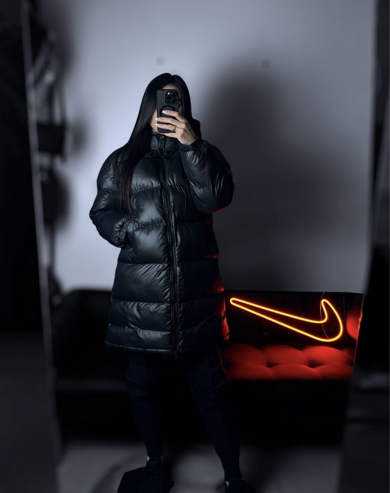 Пуховик Nike Therma-Fit куртка Найк унісекс чорна лакова терма фіт зим