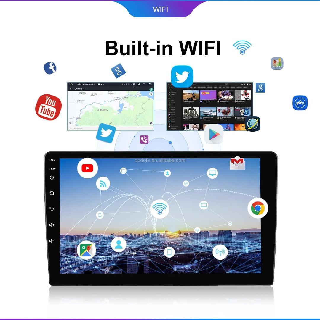 Rádio 9" Android Citroen C2 Peugeot 206 Carplay GPS wifi Bluetooth