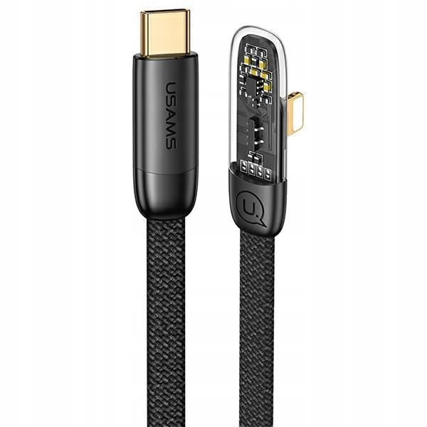 Kabel kątowy USB do Lightning iPhone USAMS 20W PD 1.2m płaski oplot