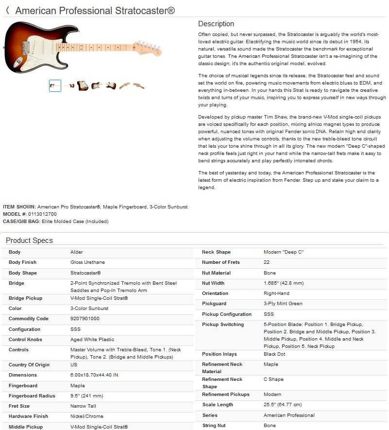 Fender American Professional Stratocaster - stan sklepowy