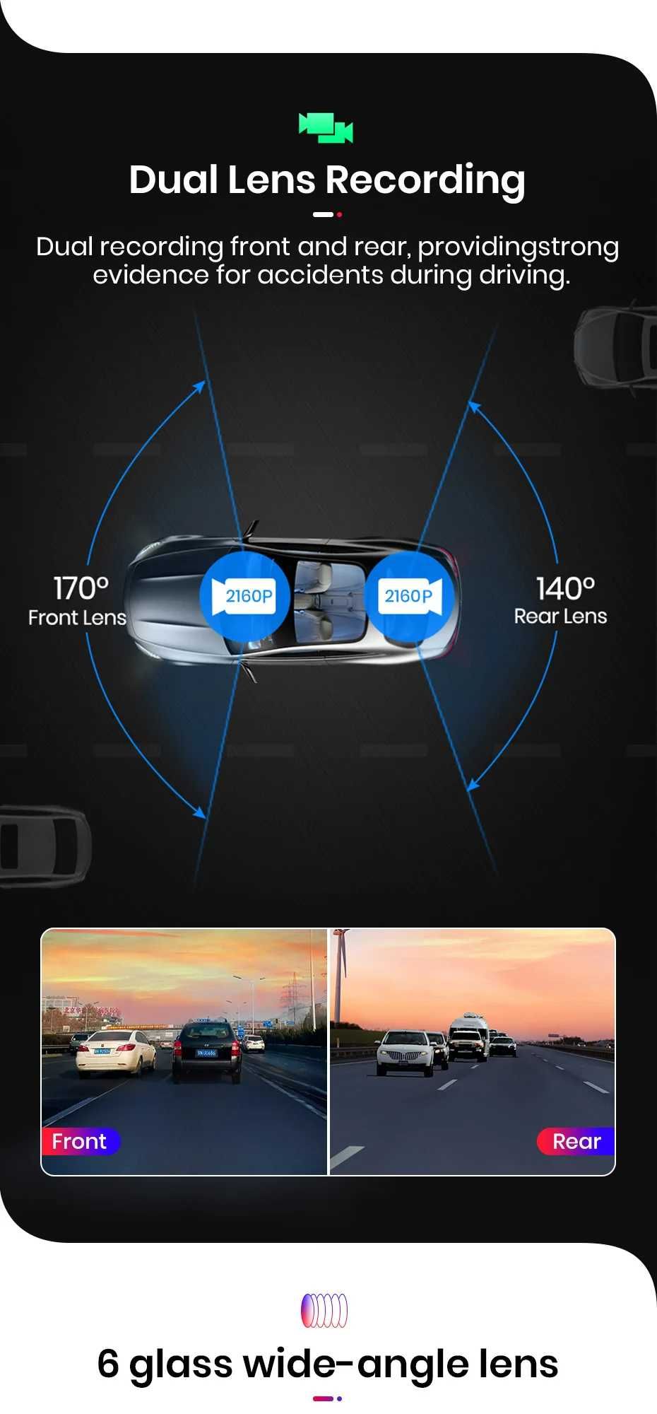 Espelho retrovisor Universal auto Android camera estacionamento