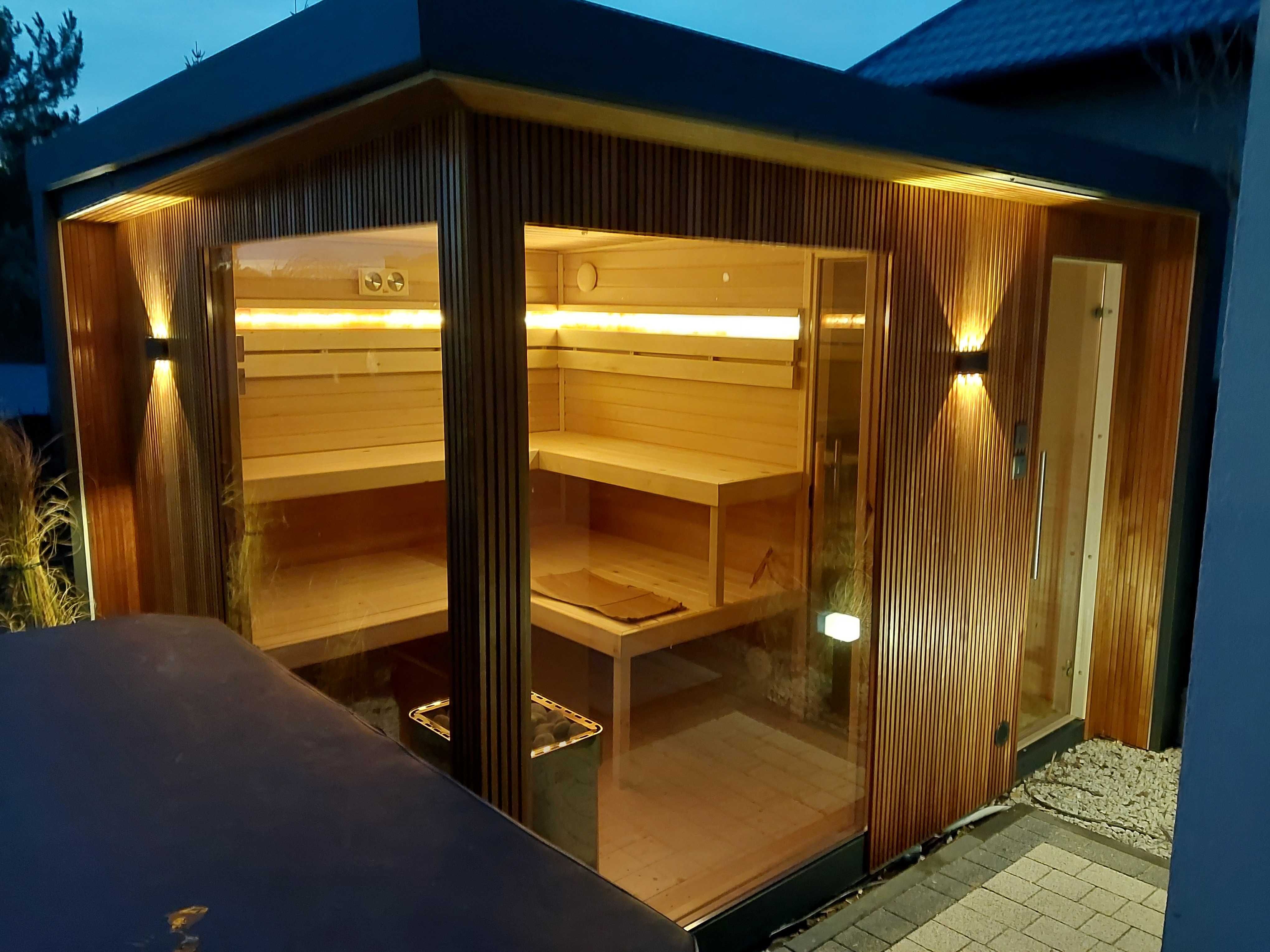 Sauna Nowoczesna Zewnętrzna Thermo z przedsionkiem