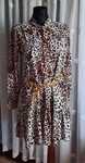 Piękna nowa w panterkę leopard sukienka wiązana brąz camel beż M M/L