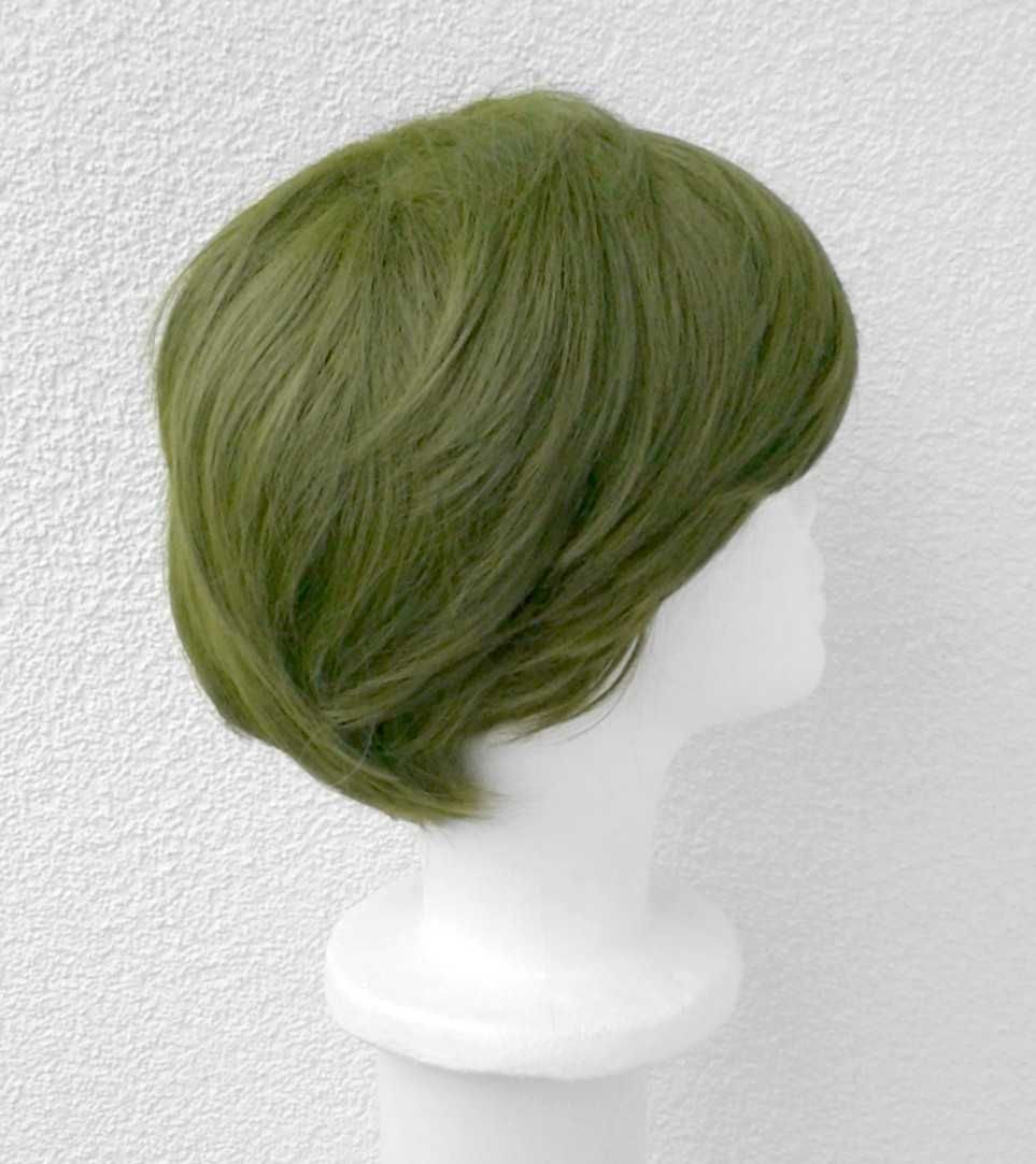 Krótka zielona męska peruka z grzywką cosplay wig