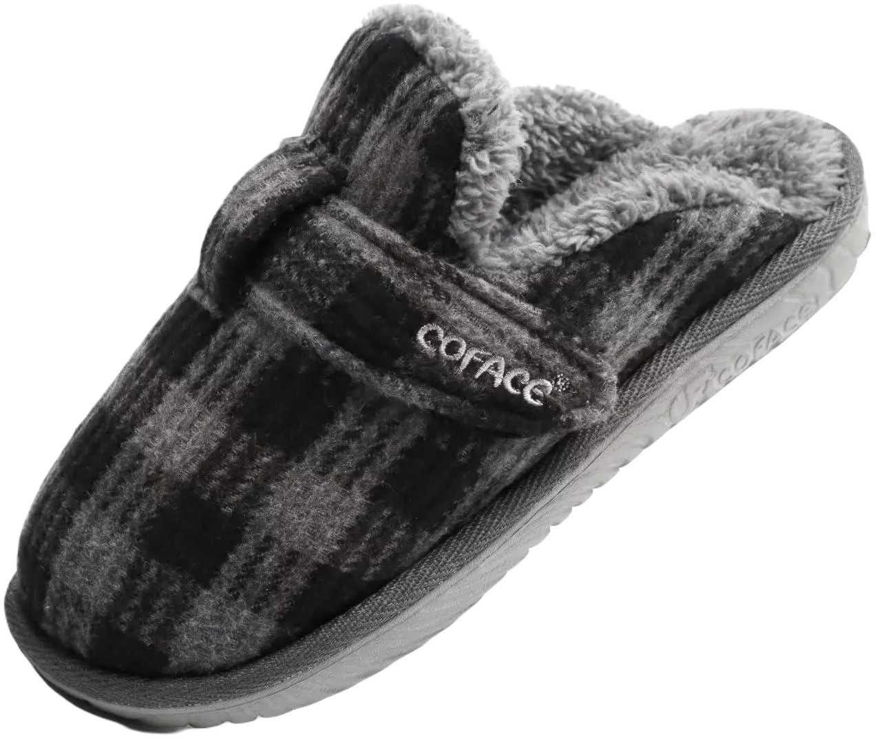 COFACE Puszyste Kapcie z Pianki Memory czarne szare zimowe 36