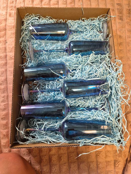 Набір келехів для вина синього кольору 6 шт