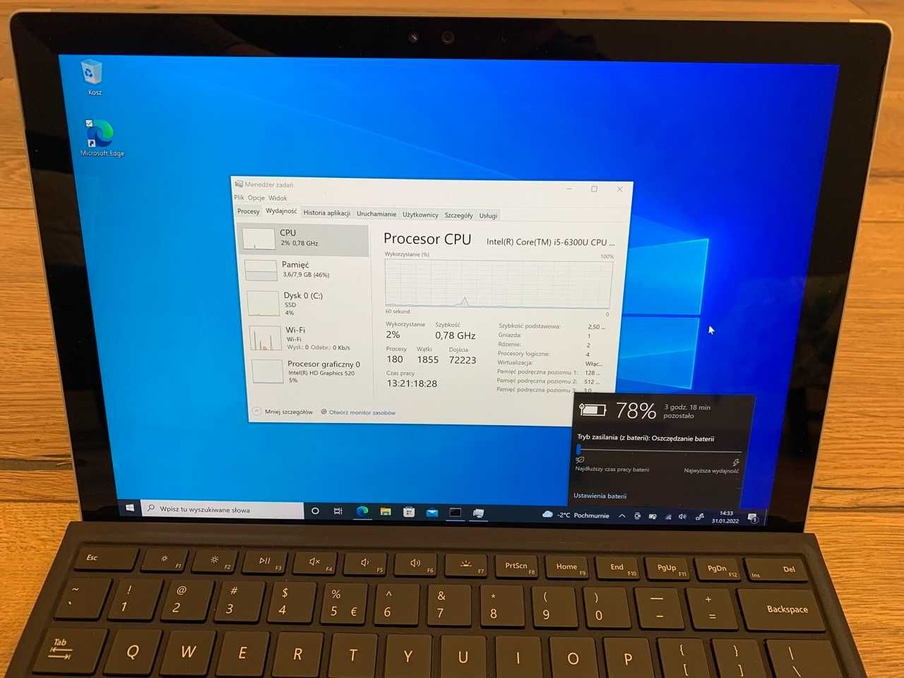 Microsoft Surface Pro 4 i5 8GB RAM 256GB SSD z klawiaturą