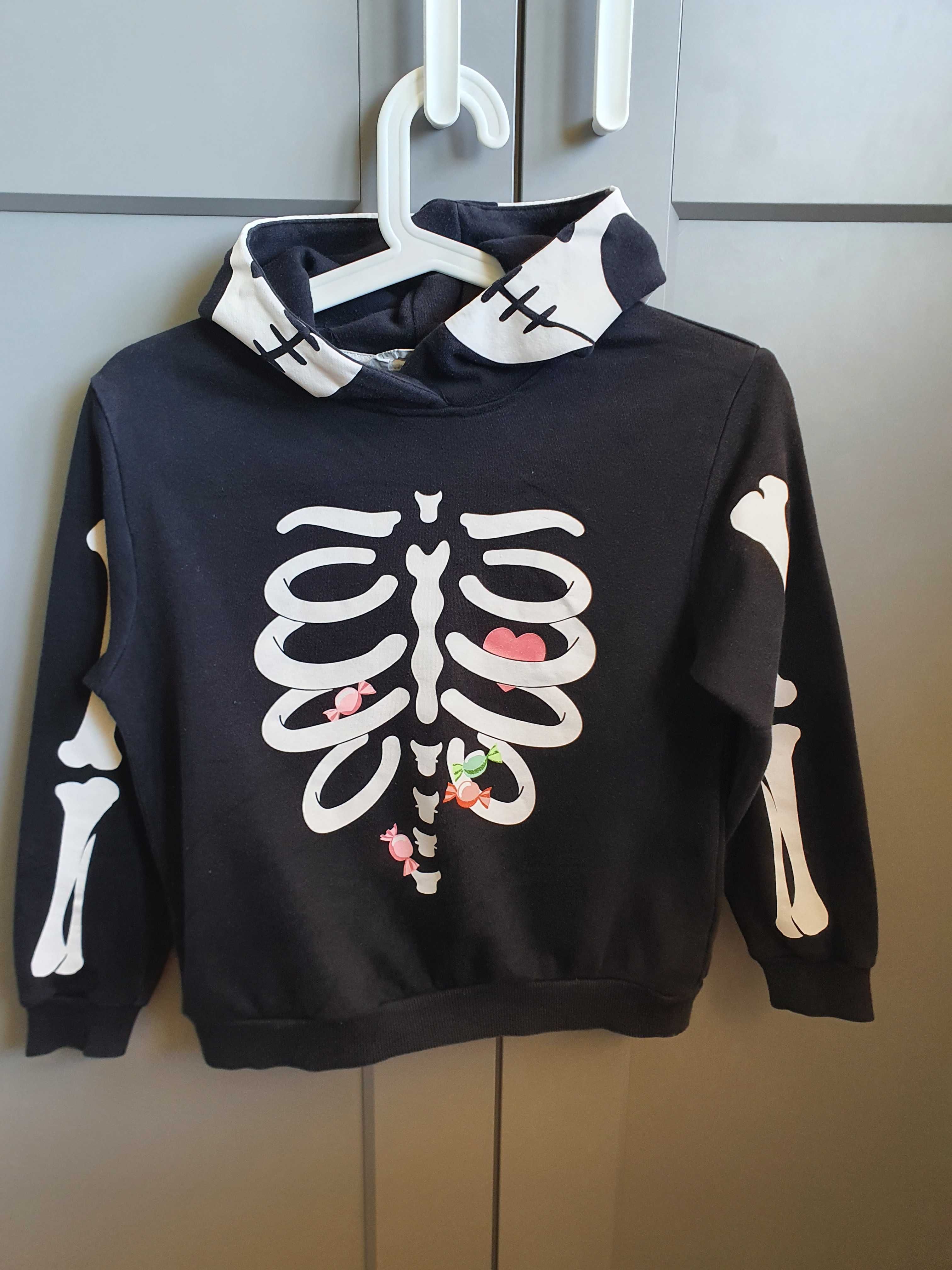 Bluza kościotrup dla dziewczynki H&M Halloween 8-9 lat r. 134 cm