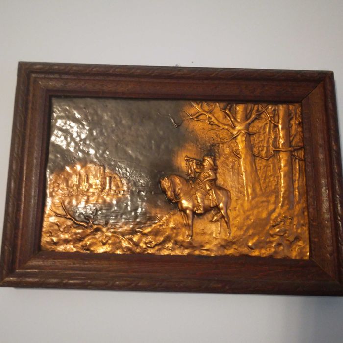 Metaloplastyka, obraz w miedzi "Trębacz" PRL