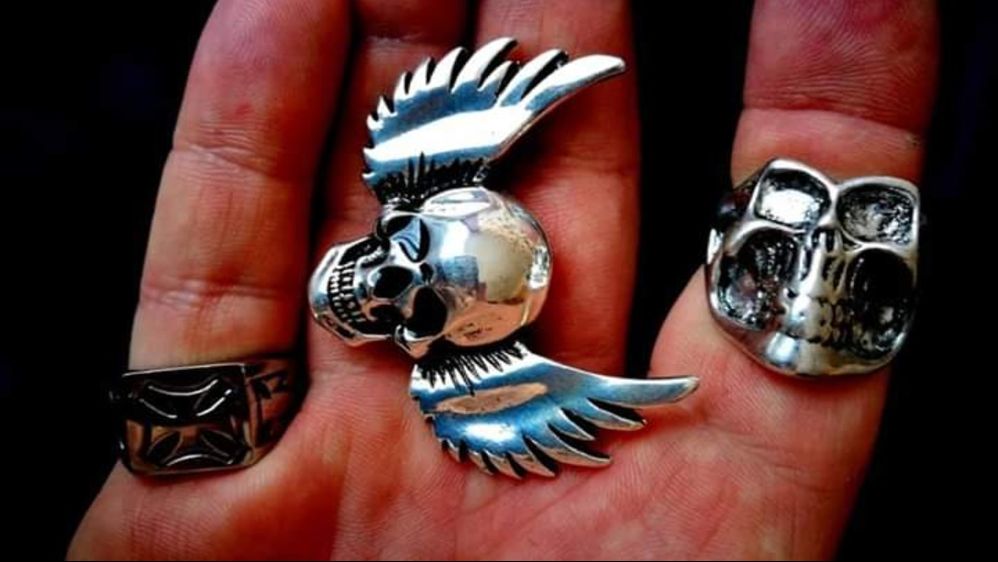 Czaszka blacha przypinka broszka znaczek pin motocyklowy Rock Metal HD