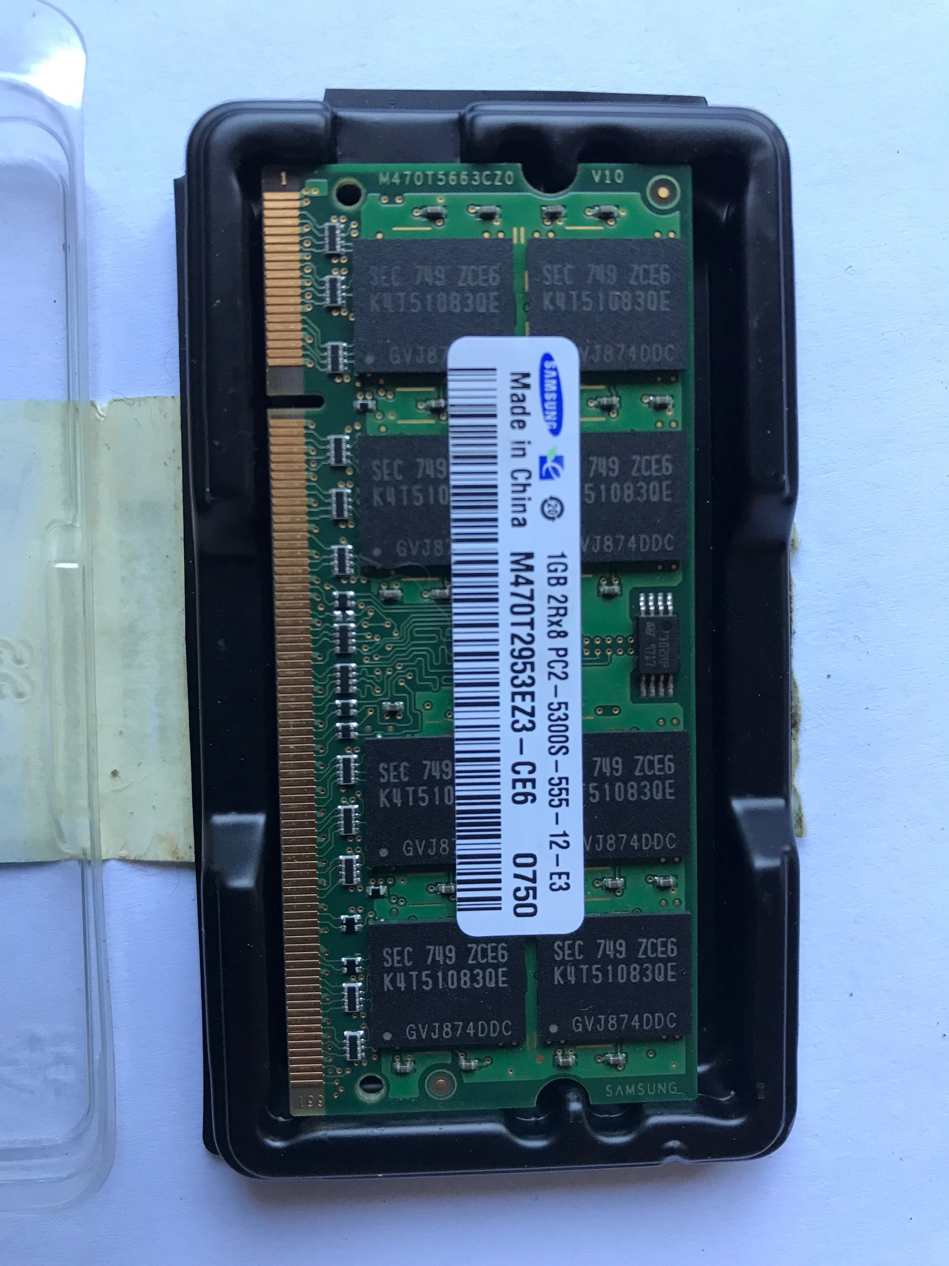 Memórias RAM 1Gb e 2Gb