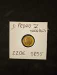 Moeda em ouro Monarquia 1000 reis D. Pedro 1855.