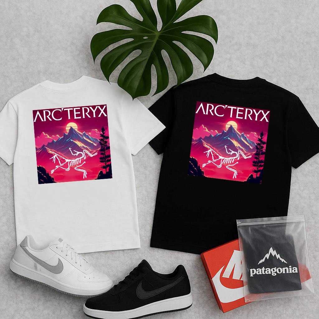 Черная / Белая • Футболка ARCTERYX GorpCore • ХС С М Л ХЛ • Big Logo