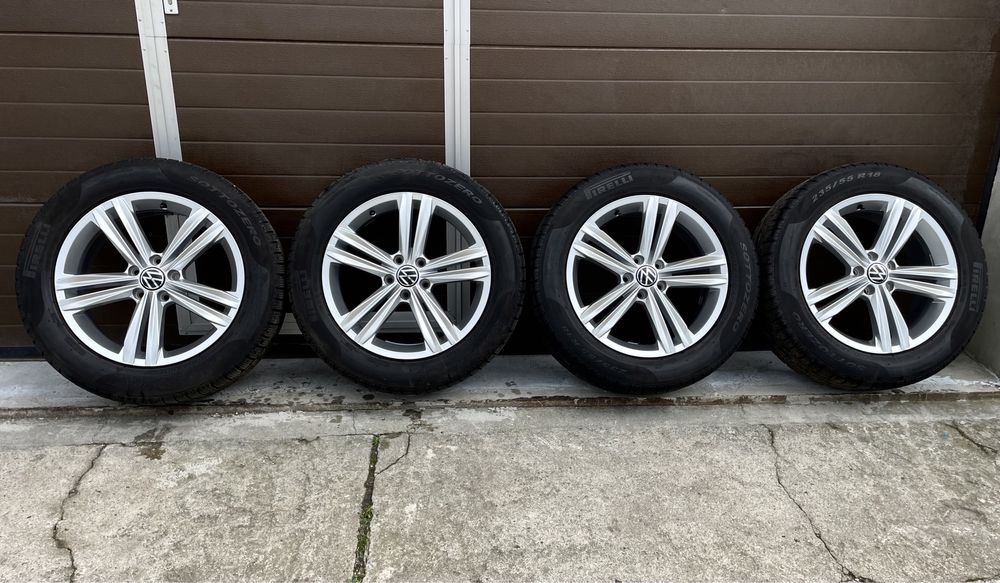 4x alufelgi 5x112 r18 et43 7J Opony 235/55 18 Pirelli Winter VW Tiguan