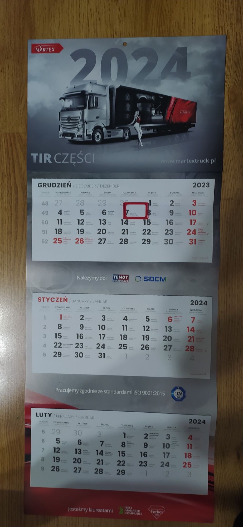 Kalendarz trojdzielny 2024