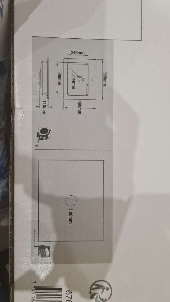 Umywalka konglomeratowa wpuszczana w blat 50 x 40 Z/O Polly