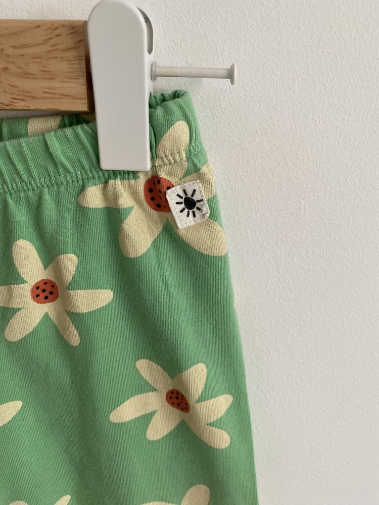 Legginsy lindex 80/86 zielone żółte kwiaty