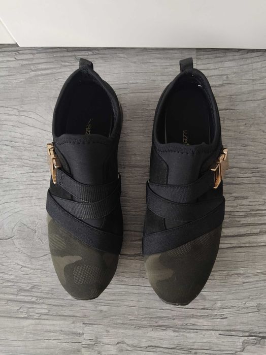 Buty wsuwane adidasy czarne moro złoty Shoedazzle Lachelle roz. 38.5