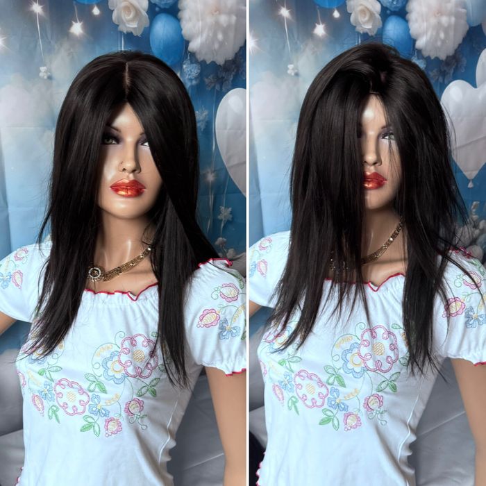 Натуральная накладка большая основа шёлк кожа славянка черные волосы