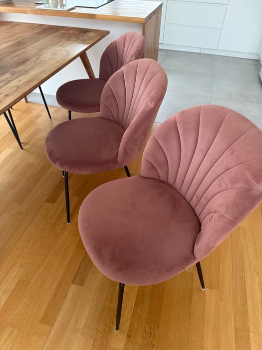 Komplet 6 krzeseł tapicerowanych welurowych