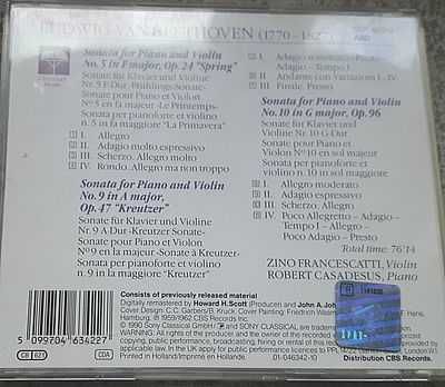 CD Beethoven Violin Sonatas No.5;9;10 wyd. Sony