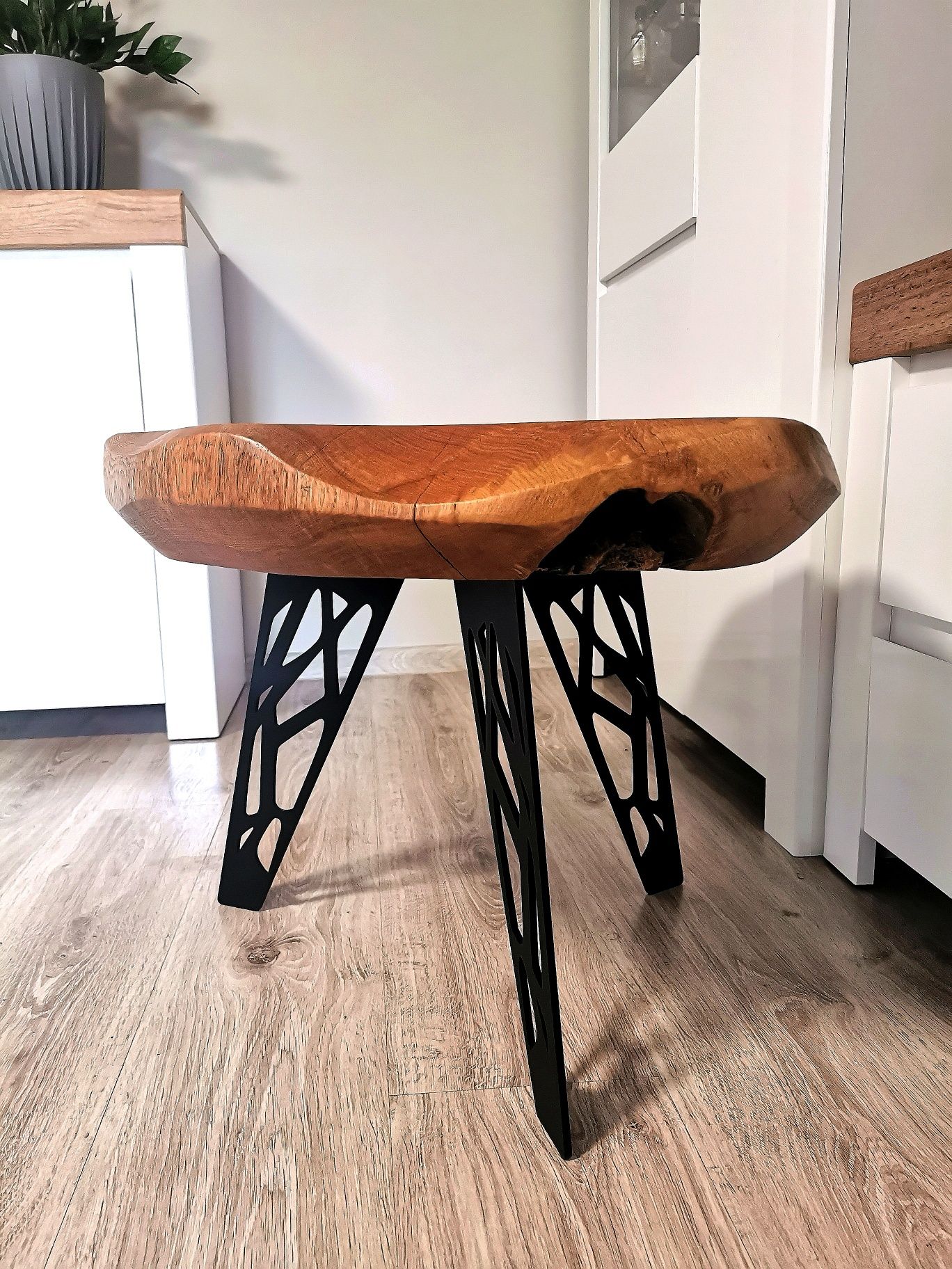Stolik kawowy loft dąb okrągły