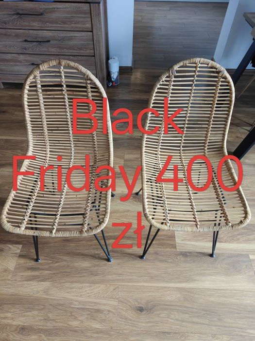Krzesła plecione rattanowe boho