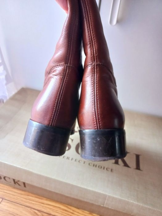 Lasocki skórzane oficerki 38 wysokie kozaki do kolan skóra naturalna
