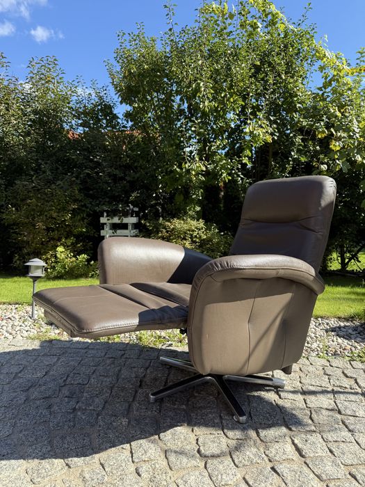 fotel rozkładany z funkcją relax relaksacyjny TV skóra naturalna