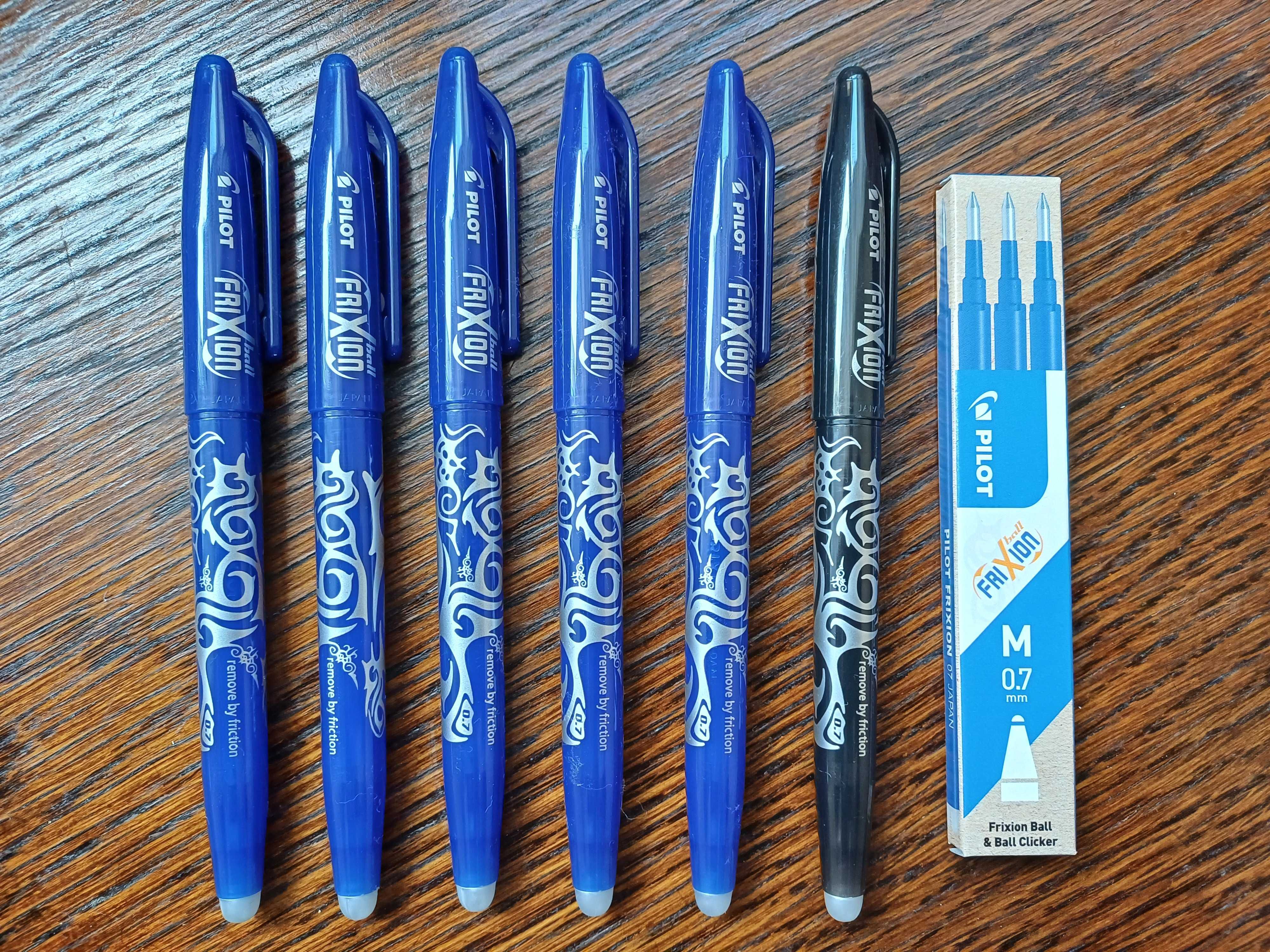 Długopisy PILOT Frixion - Komplet 6 szt. oraz 3 wkłady - NOWE - Okazja