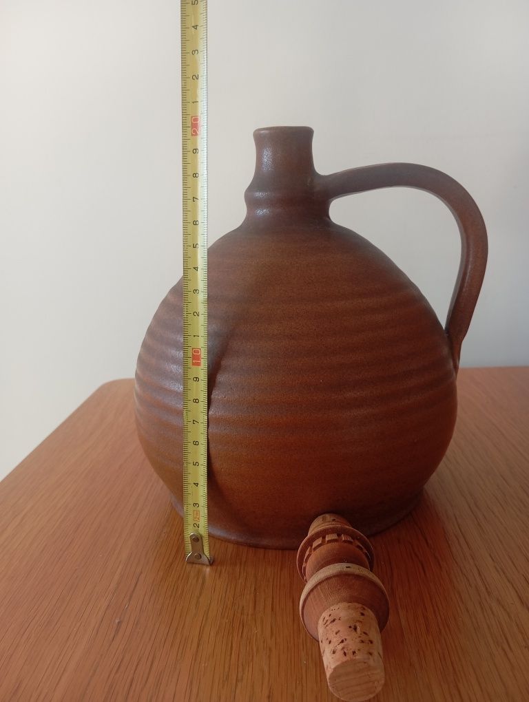 Wazon ceramiczny gliniany bukłak karafka na wino z korkiem