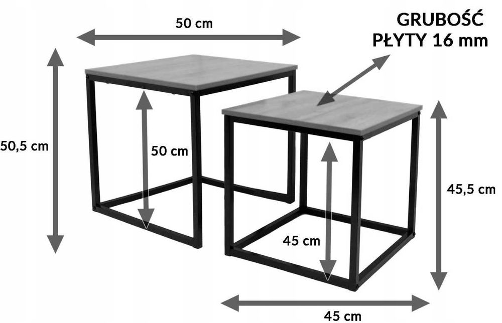 Nowe Stoliki Kawowe Zestaw 2szt. Rozkładany Ława Stół Kwadratowy Dąb