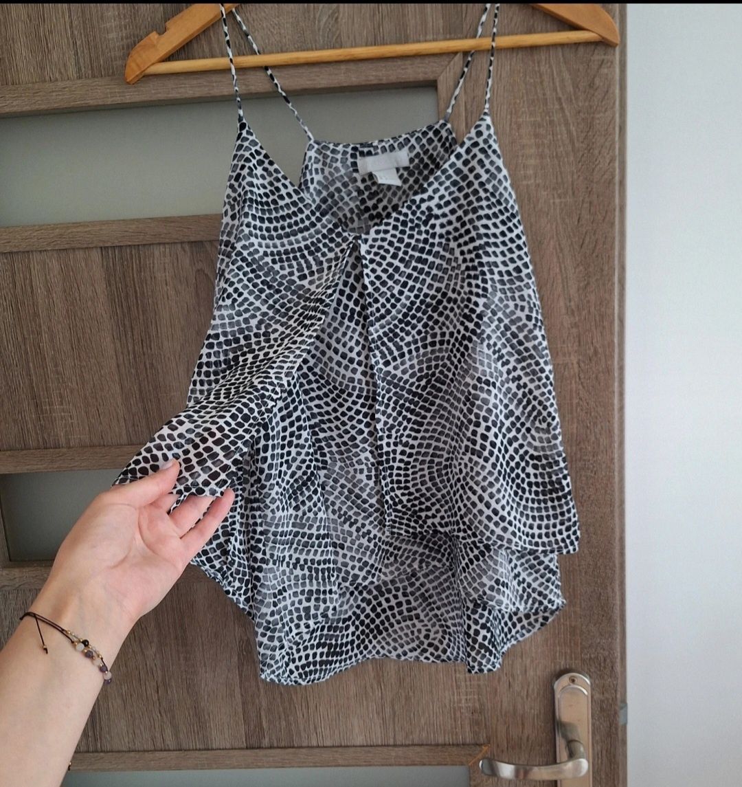Zwiewna wielowarstwowa letnia bluzka top  na ramiączkach h&m 34