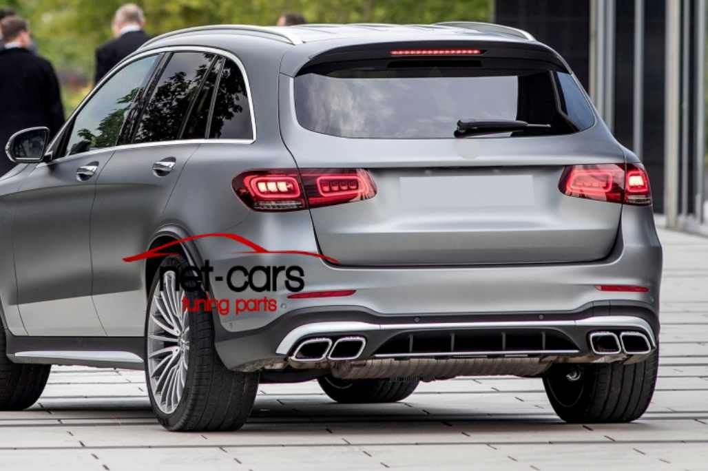 Dyfuzor + końcówki MERCEDES GLC SUV X253 19- AMG GLC63 Czarny chrom