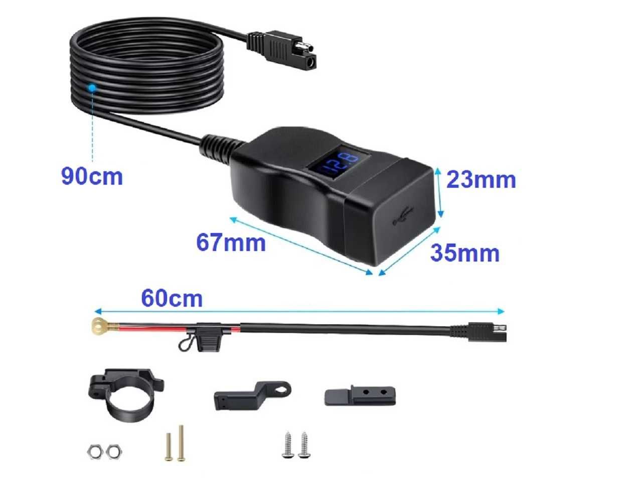 Carregador USB com voltímetro