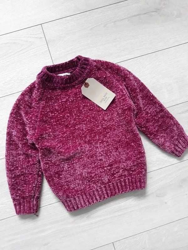 ZARA szenilowy sweter ciemna fuksja R 104/110 nowy