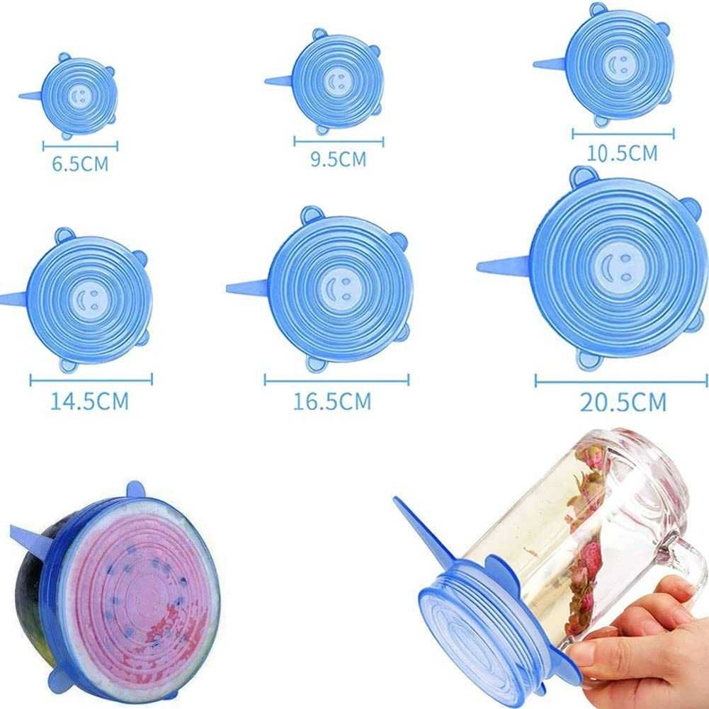 Conjunto de 6 Tampas de Silicone Elásticas