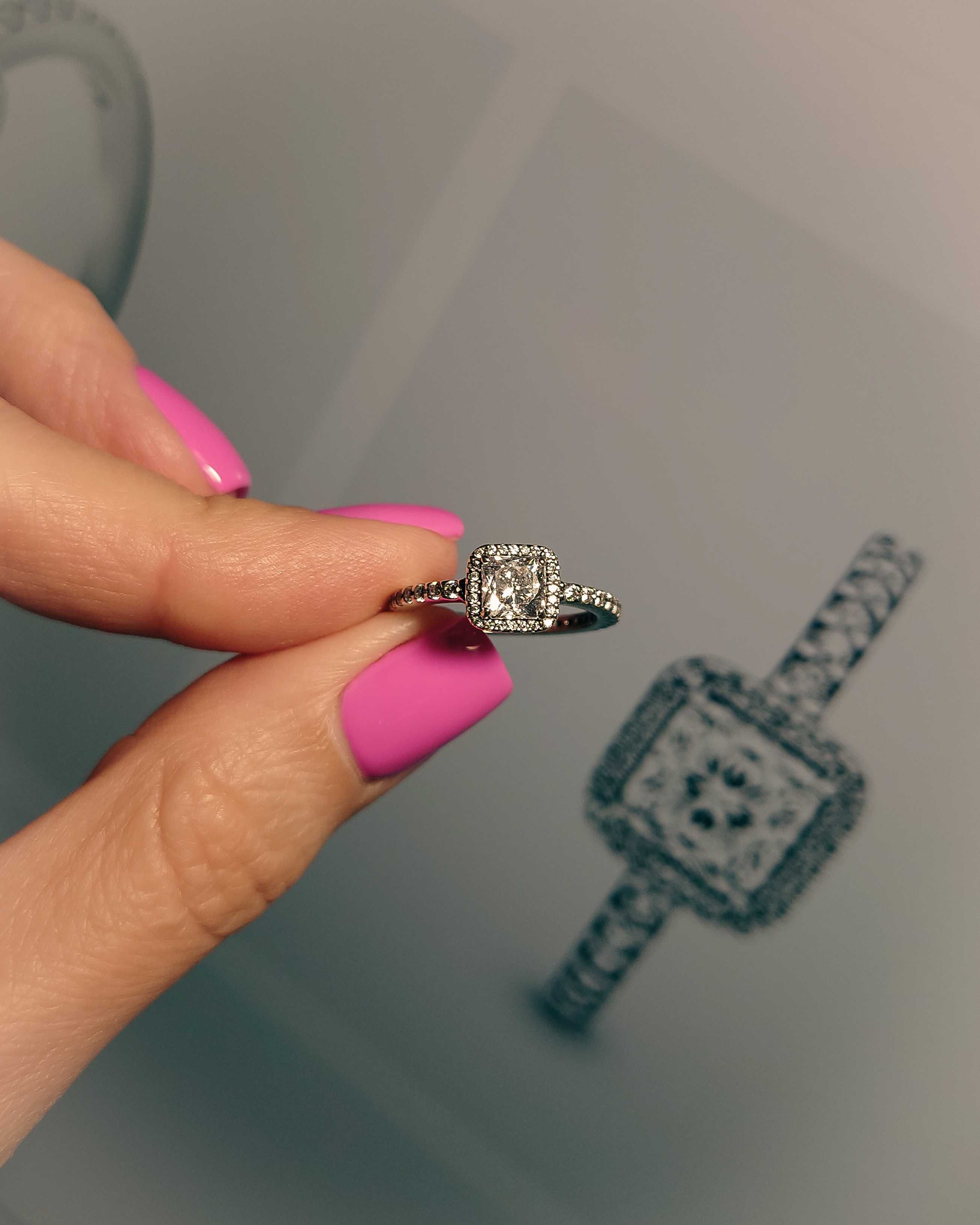 Каблучка pandora сяючий квадрат, оригінал, серебряное кольцо pandora