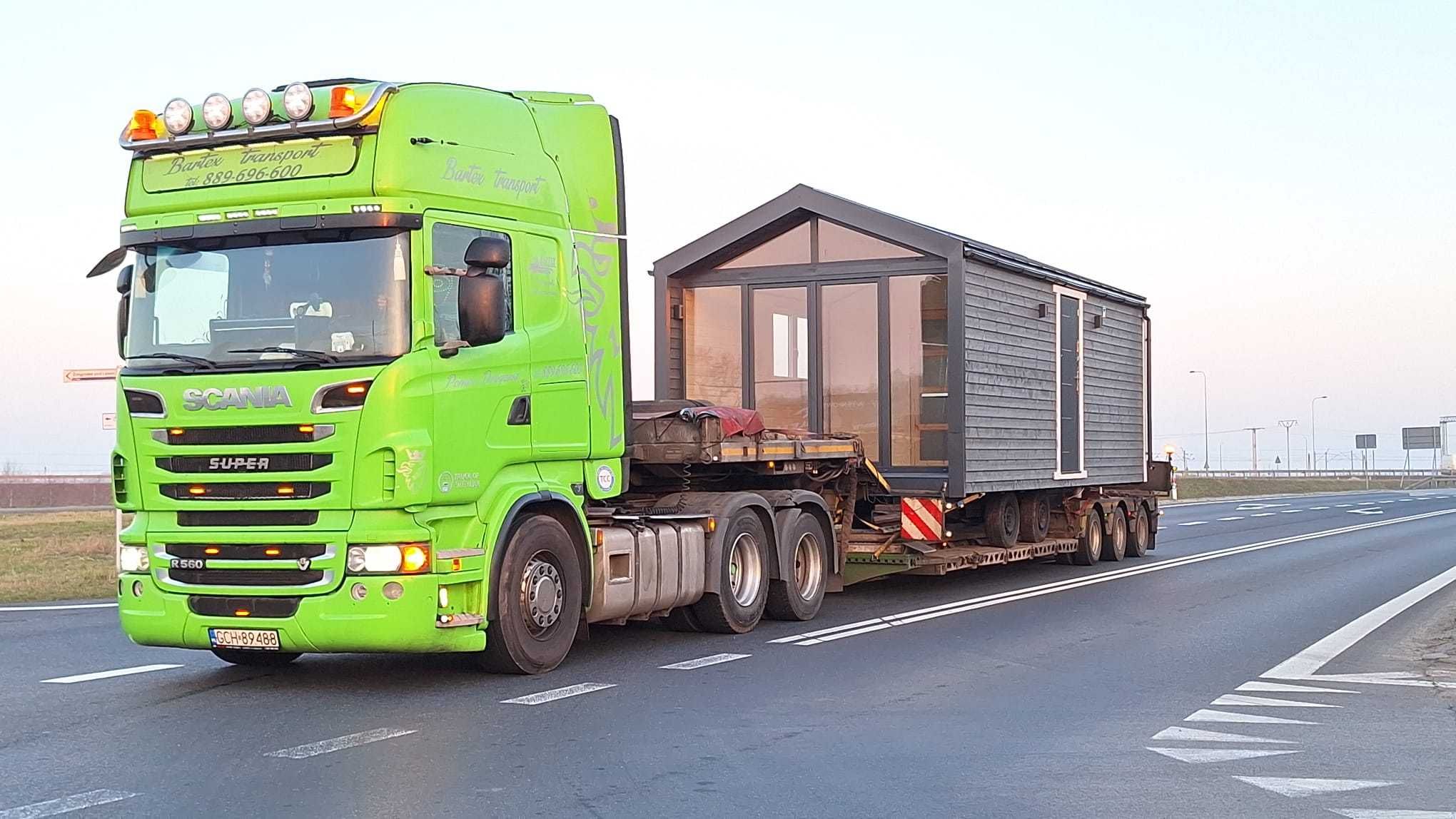 Transport domków holenderskich, domków mobilnych,modulowych, kempingów