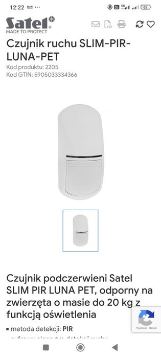 SATEL  Cyfrowa czujka ruchu z  funkcjio oświetlenia