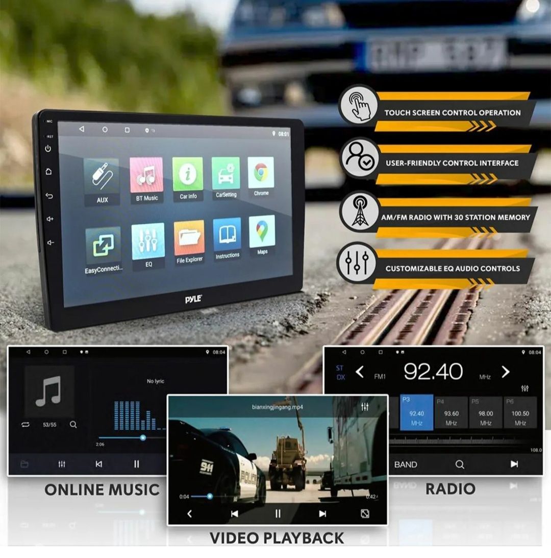 Pyle PLINTBL10 10.1" Bluetooth Wifi GPS USB магнитола 2-DIN