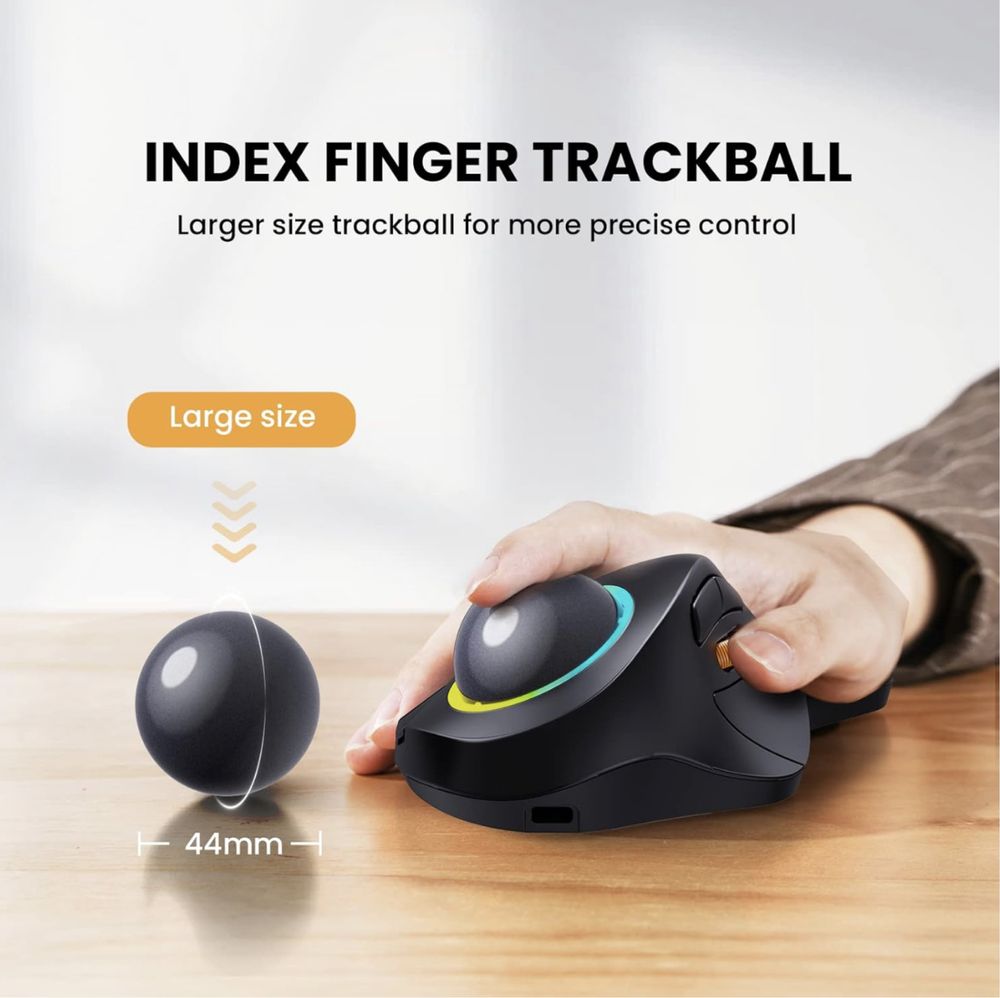 Nowa PROTOARC bezprzewodowa myszka trackball RGB ipad, mac, laptop, pc