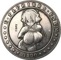 Сувенирная монета 1 Morgan Dollar 1890 CC («Моргановский доллар»)вид 2
