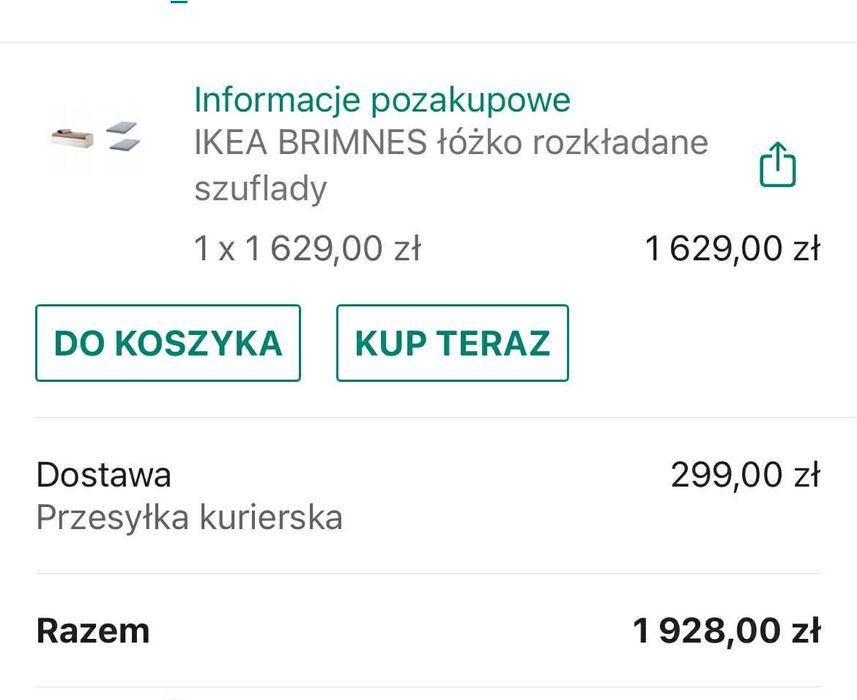Łóżko rozkładane Ikea brimnes z szufladami