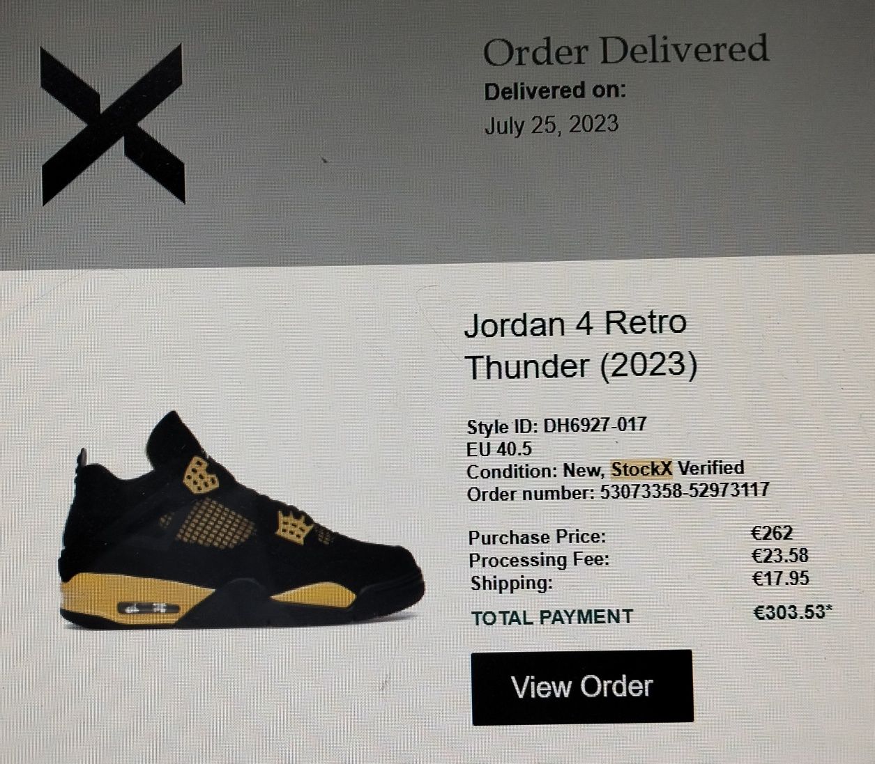 Jordan 4 tamanho 40,5
