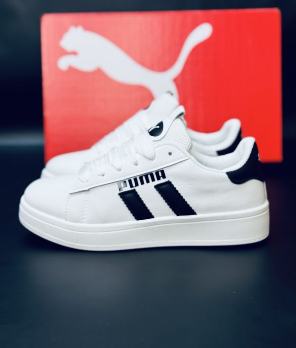 Кроссовки Пума подростковые, кожаные кросовки Puma, белые кроссовки