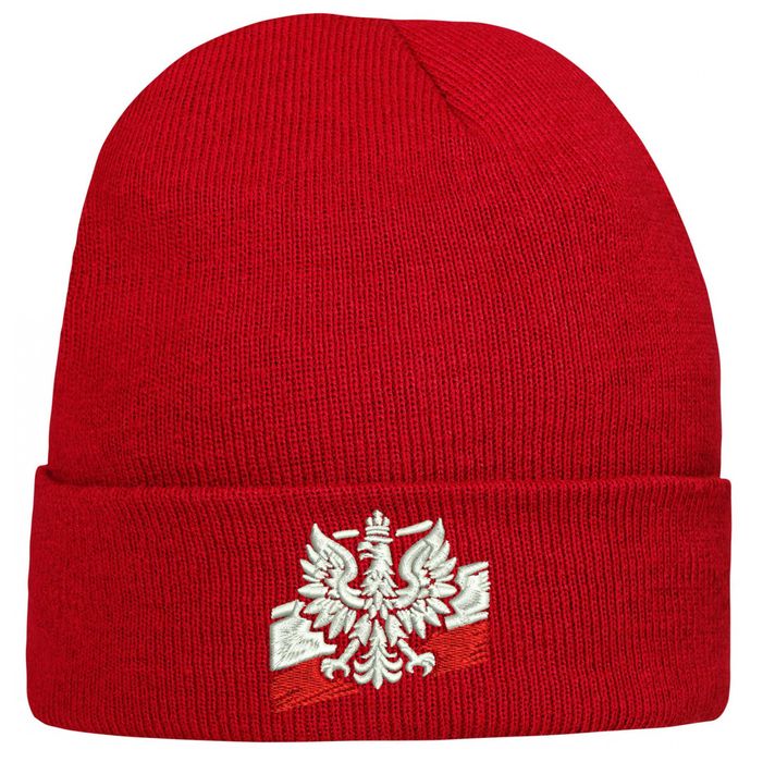 CZAPKA zimowa z haftem ORZEŁEK FLAGA na prezent dla PATRIOTY