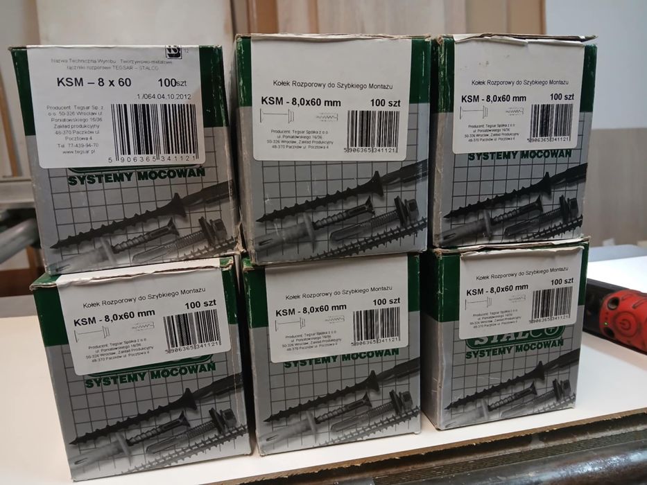 Stalco 8x60 100szt kołki rozporowe do szybkiego montażu