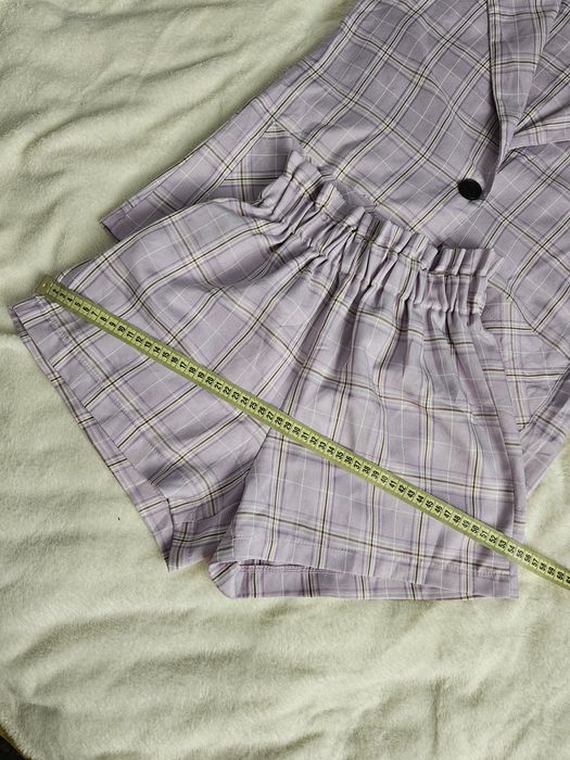 Komplet na lato garniturowy S 36 shein kratka w kratkę kraciasty