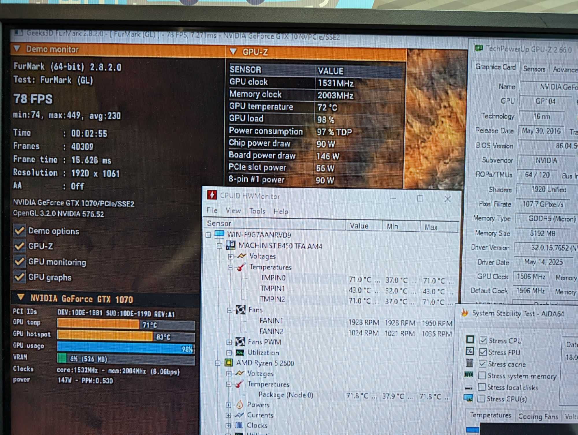 GTX 1070 ; 32GB ; АМ4 ; Ryzen 5 2600 ; SSD 128 ; 1TB ; Игровой комп